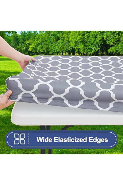 Choice مفارش طاولة مستطيلة مرنة مقاومة للماء بطول 6 أقدام، مقاس 76×183 سم، 30×70 بوصة، رمادية اللون، مصنوعة من البوليستر القابل للغسل