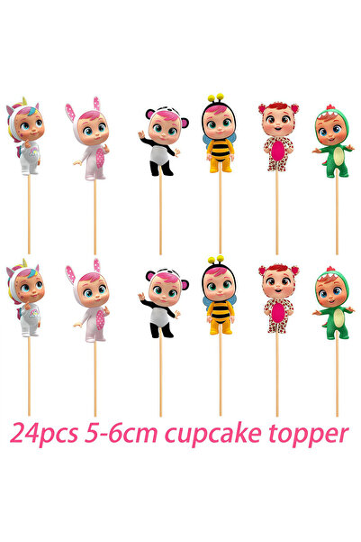 Choice 24pcs cupcake topper Cry Babiesed Birthday Party Decoration Tableware ...