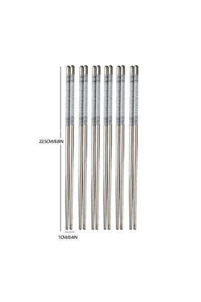Choice Silver 6 Pairs Stainless Steel Chopsticks Dishwasher Safe - 22.5Cm/8.8Inch Reusable Metal Non-Slip C