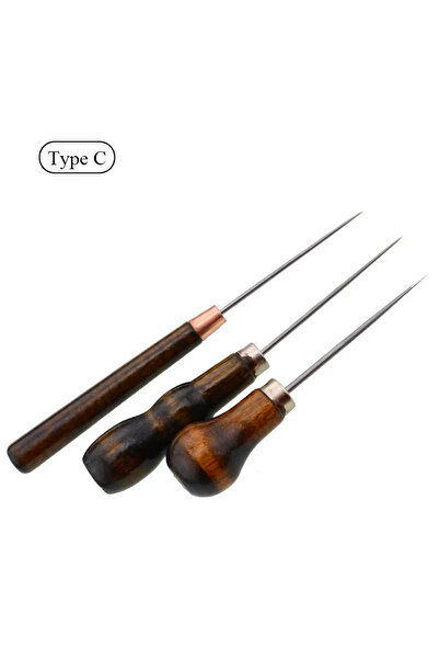 Choice Type C Zxiixz Wood Handle Awl Leather Punching Tools Leather Straight Awls Hole Puncher Drills for L
