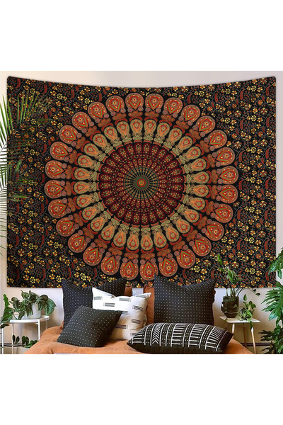 Choice 150x200 سم GT4487 قطعة واحدة من نسيج ماندالا البوهيمي، نسيج نباتي عتيق بنمط هيبي