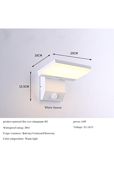 Choice ضوء دافئ أبيض مستشعر IP65 مقاوم للماء مصباح حائط LED خارجي ضوء حائط قابل للتعديل زاوية