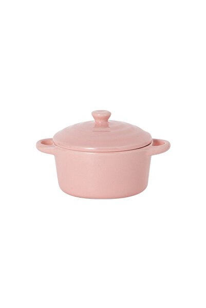 Choice وعاء خزفي وردي مزدوج الأذن وعاء خبز خزفي صغير مزجج مع غطاء لوجبة إفطار...