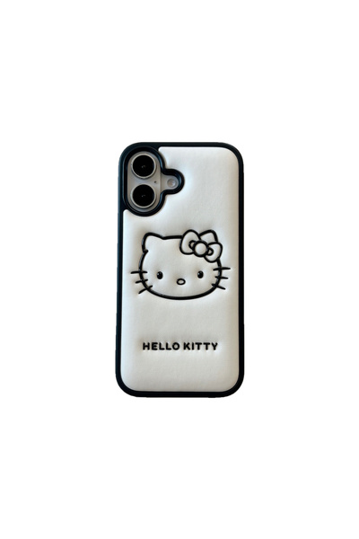 Miniso for iPhone 14Pro WHITE Cute Cartoon Sanrio Hello Kitty Leather Phone Case for IPhone 16ProMax 16Pro