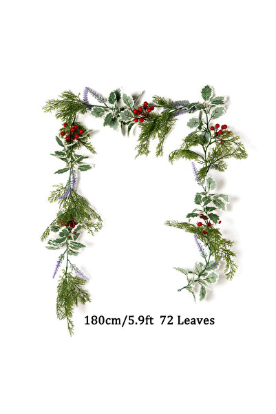 Choice 180 سم 72 ورقة نباتات صناعية 180 سم ديكور عيد الميلاد كروم معلقة جارلاند أوراق صنوبر مزيفة بلاستيكية