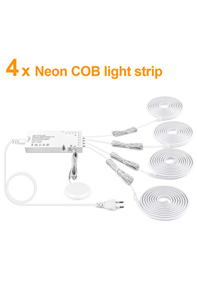 Choice شريط نيون LED أبيض دافئ بطول مترين و6.56 قدم، بمقبس طاقة أوروبي، 4 لفا...
