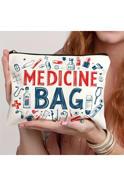 Choice Beige Canvas medicine bag,casual style,Beige zipper travel bag,ideal f...