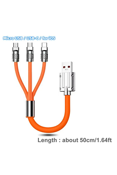 Choice كابل شحن USB قصير 3 في 1 بطول 50 سم و1.64 قدم، كابل شاحن متعدد المنافذ...