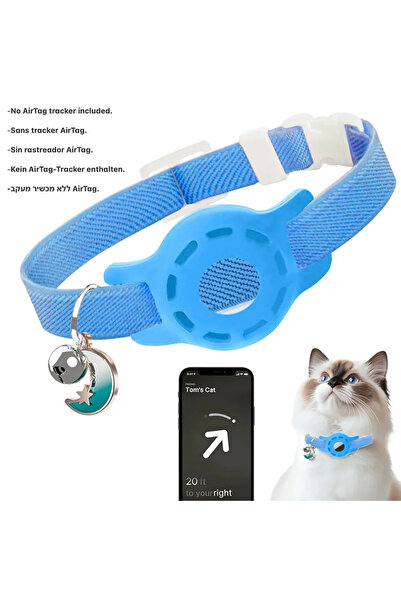 Choice S-16-25cm(No AirTag) Blue(No tracker) Fashion Airtag Pet Collar Adjustable Elastic Nylon Puppy Cat C