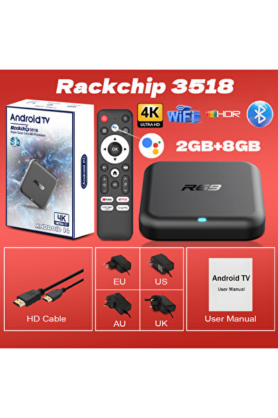 Choice UK Plug 2GB 8GB 2025 Smart TV Box R69-1 Rockchip 3518 TV Box HDR 10 Ultra HD 4K AndroidTV 14 Support