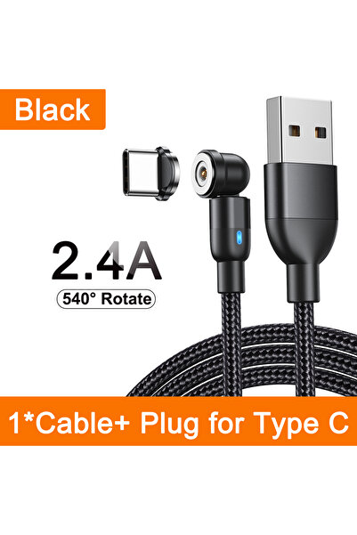 Choice كابل AUFU 540 مغناطيسي دوار من النوع C بطول 1 متر، كابل شحن سريع 3 في ...