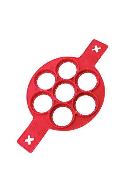 Choice صينية بيض حمراء دائرية، قطعة واحدة، 7 فتحات، مصنوعة من السيليكون الآمن...