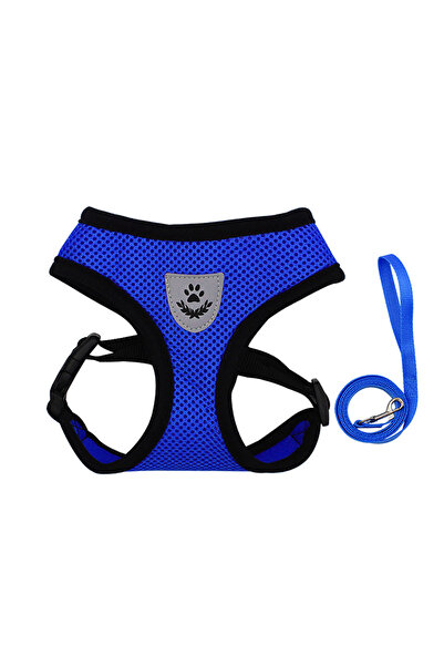 Choice طقم حزام ومقود أزرق صغير للحيوانات الأليفة، مناسب للكلاب والقطط الصغير...