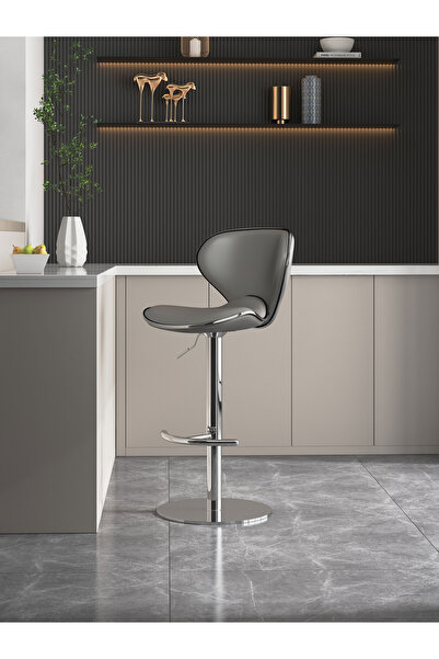 sharpdo 2-Piece Bar Stool Set, Nappa Leather High Back Bar Stool, Comfortable Adjustable High Bar Stool