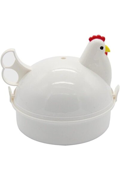 Choice طباخ بيض ميكروويف على شكل دجاجة بيضاء، يمكنه طهي 4 بيضات، هيكل بلاستيكي صلب، مادة سبائك الألومنيوم