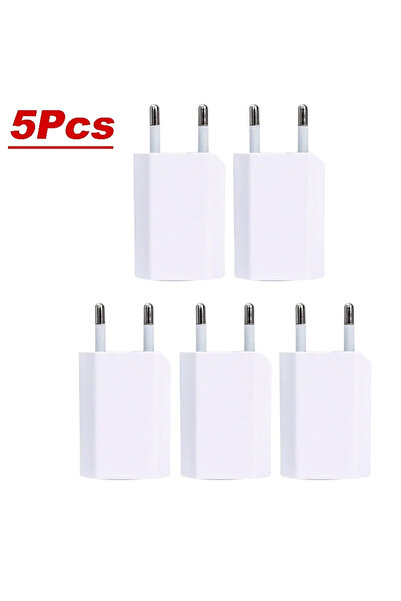 Choice 5 قطع قابس الاتحاد الأوروبي - أبيض 5/1 قطعة شاحن هاتف حائطي USB عالمي ...