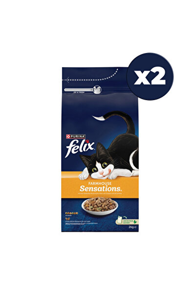 FELIX Farmhouse Sensations Tavuklu ve Hindili 2x2 Kg Yetişkin Kuru Kedi Maması