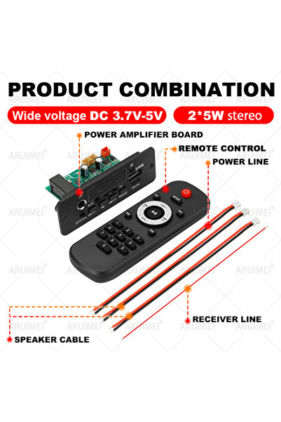 Choice 10W ARUIMEI 10W Digital Amplifier MP3 Decoder Board DC 5V Bluetooth 5.0 FM Support Microphone Car MP