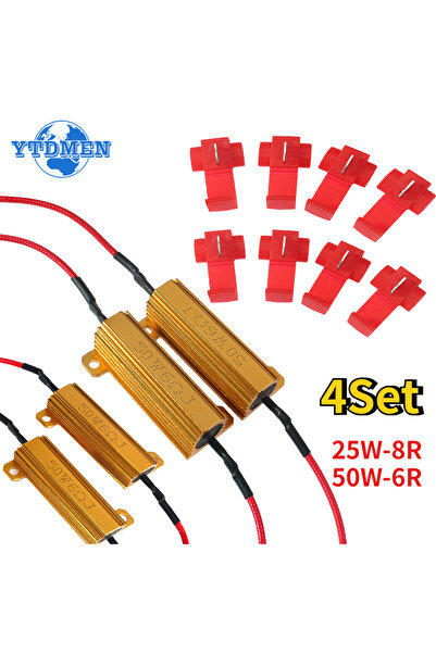 YTDMEN مقاومة تحميل 25 واط 8 أوم - 4 مجموعات، مقاومة طاقة بغلاف ألومنيوم لمصا...