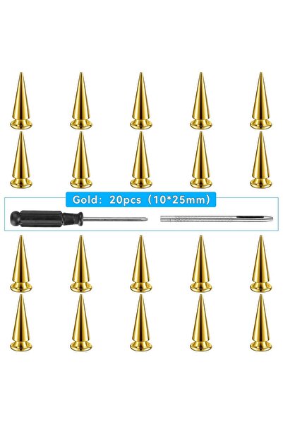 Choice15 10x25 مم ذهبي 20 قطعة 20/60 قطعة مسامير برشام بانك، مسامير مخروطية ذ...