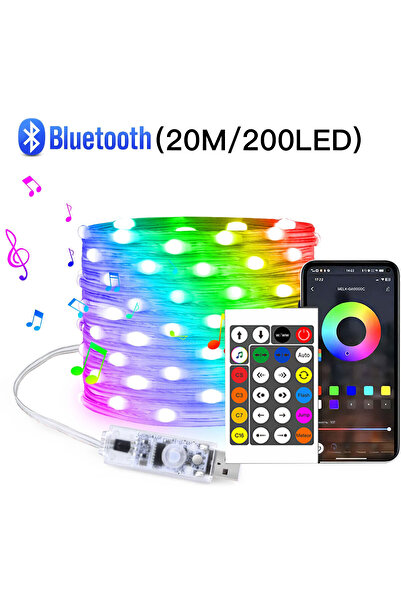 Choice 20 متر 200 مصباح LED 20 متر لون الأحلام USB 5 فولت ضوء LED ستينج تطبيق موسيقى بلوتوث RGBIC ضوء خرافي قابل للتوجيه
