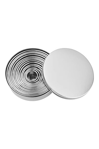 Choice مجموعة قواطع بسكويت دائرية فضية اللون مكونة من 14 قطعة، قوالب دائرية ل...