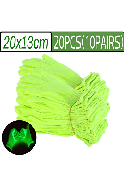 Choice 10 أزواج (20 قطعة) 40-2 قطعة قفازات خضراء فلورية متوهجة في الأشعة فوق ...