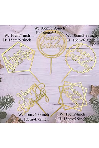 Choice مجموعة من 5 قطع من أغطية الكيك الذهبية المصنوعة من الأكريليك لتزيين ال...