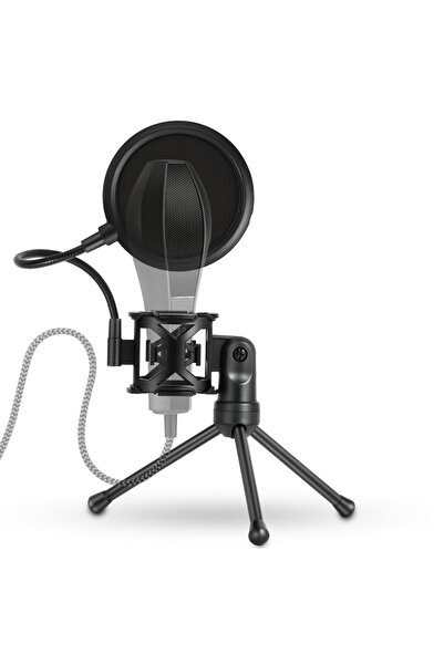 Choice حامل ثلاثي القوائم أسود لميكروفون سطح المكتب قابل للطي مع حامل صدمات للبودكاست والدردشة عبر الإنترنت