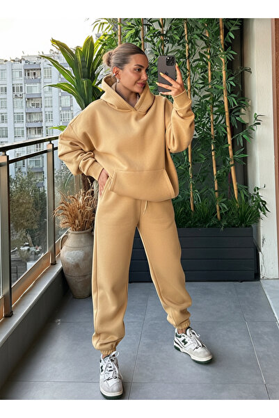 BayBayan ЖЕНСКИ 3-НИШЕН КАЗУАЛЕН ТРЕЙКСУИТ С КАПЮШОН И ВИСОКА ТАЛИЯ