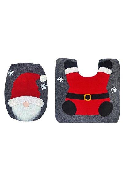 Choice Red Christmas Gnome Toilet Seat Cover with Rug Gnome Water-Absorbing Toilet Seat Cover for Christmas