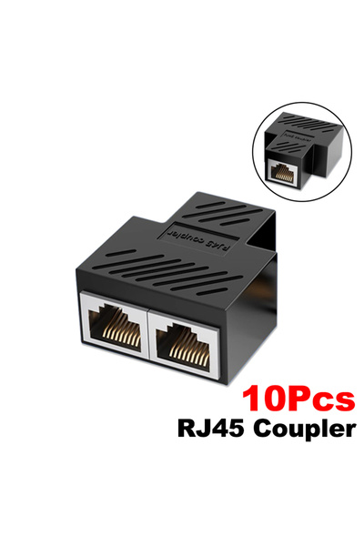 Choice 10 قطع من موصلات RJ45 Cat6 Cat5e ومحول تمديد كابل إيثرنت من 1 إلى 2 أن...