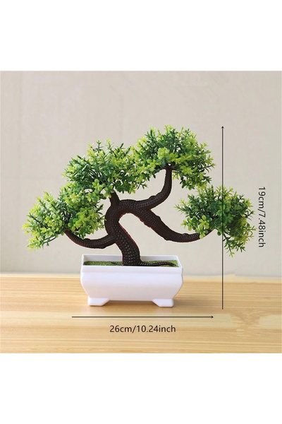 Choice PJ33-03 Uflower Artificial Bonsai Tree, Fake Potted Plants, Small Plastic Green Trees for Home Offic