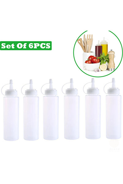 Choice 3PCx2 White 3pcs*2 Condiment Squeeze Bottles Hot Sauces Olive Oil Bottles Ketchup Mustard Dispenser