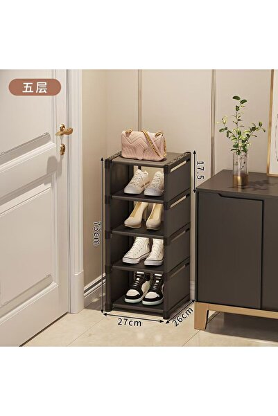 Choice منظم أحذية متعدد المستويات بخمس طبقات باللون الأسود، رف أحذية، يوفر مساحة، لزاوية الحائط، رف قابل للتكديس