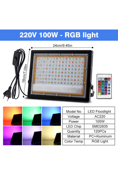 Choice مصباح LED خارجي 100 واط RGB 50 واط/100 واط مع ضوء أبيض/ضوء دافئ/RGB مع...