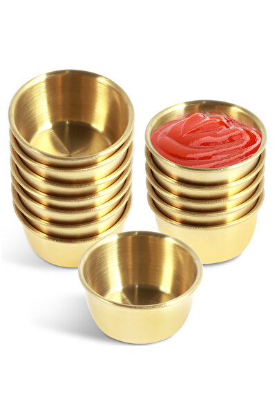 Choice 12Pcs 45ML Gold 12/24Pcs Stainless Steel Small Sauce Cup Seasoning Spice Dishes Round Dipping Bowl 4