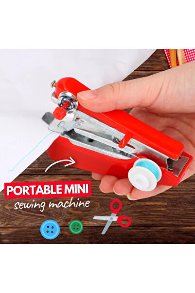 Choice ماكينة خياطة يدوية حمراء محمولة صغيرة لاسلكية مفيدة للملابس المنزلية
