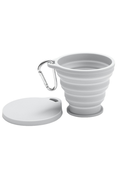 Choice كوب ماء قابل للطي من السيليكون باللون الرمادي، محمول وقابل لإعادة الاس...