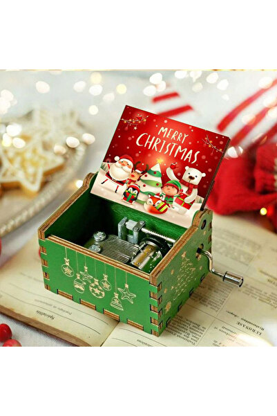 Choice صندوق موسيقى عيد ميلاد سعيد خشبي عتيق منحوت يدويًا مع موسيقى كلاسيكية ...