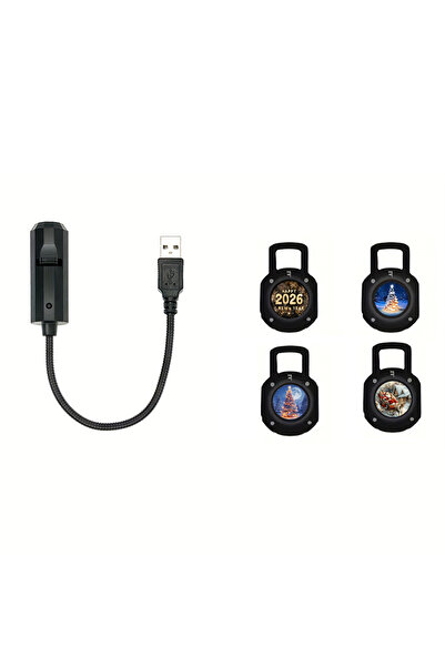 Choice ضوء إسقاط USB أسود لعيد الميلاد سانتا كلوز يدور 360 درجة ضوء ليلي إبدا...