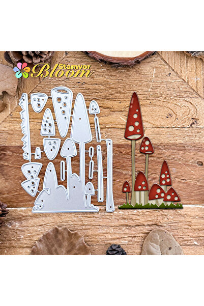 Choice قوالب قطع معدنية أصلية من عشب الغابة للفطريات، قصاصات ورقية، نقش زخرفي