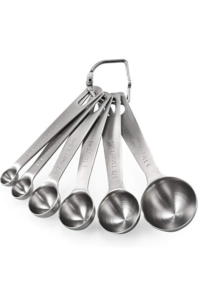 Choice Silver 6Pcs Measuring Spoons Set Stainless Steel Measuring Spoons Cups Set Kitchen Gadgets Tablespoo
