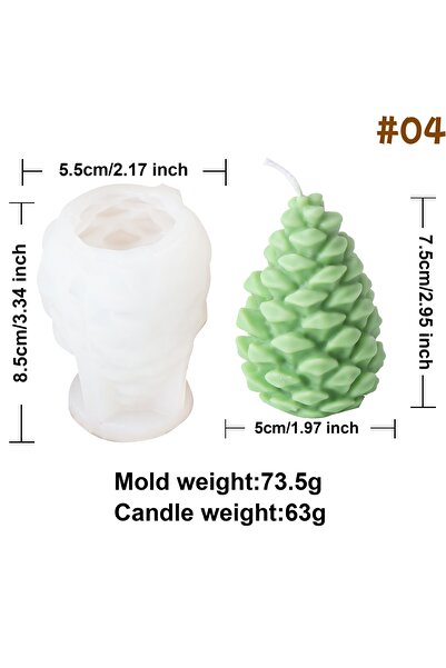 Choice3 Pine cone mold 04 3D Pine Cone Silicone Candle Mold DIY Christmas Pin...