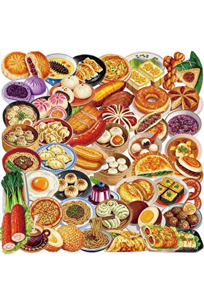 Choice 50 قطعة من ملصقات الطعام الصيني اللذيذة الشفافة المقاومة للماء للأطفال...