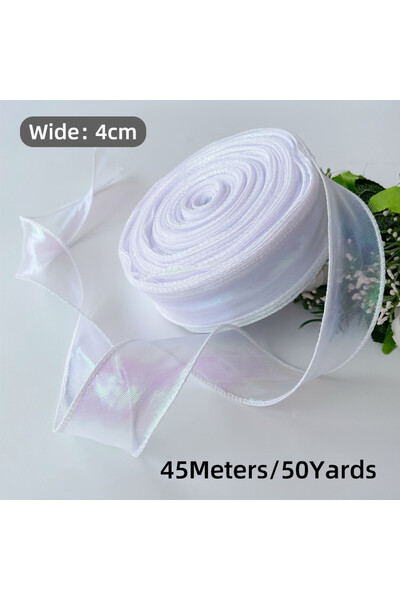 Choice 4cm-1.57inch 50Yards-White 50 Yards Iridescent Fishtail Yarn Ribbons F...