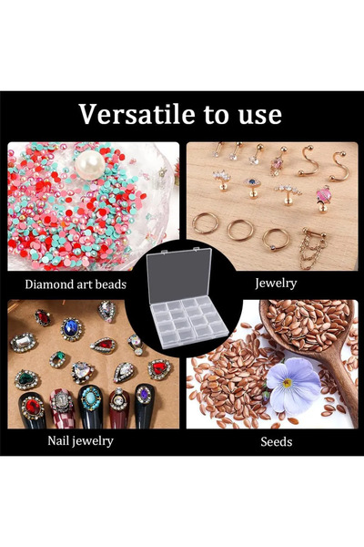 Choice 16Grid 16 Grids Diamond Art Bead Organizer Box, Compact & Portable Clear Plastic Case for Jewelry &