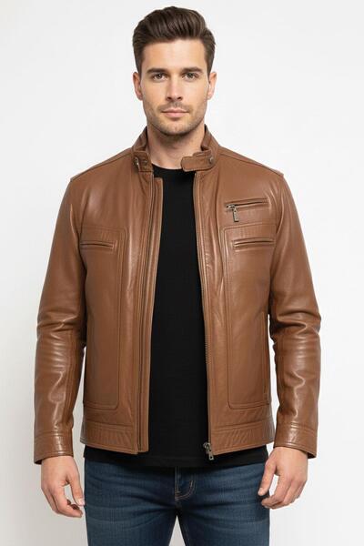Deriderim Tarron Brown Genuine Leather Jacket