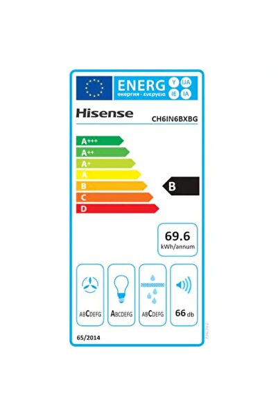 Hisense Decorative hood CH6IN6BXBG, 1 motor, 650 m3/h, 60 cm, Black