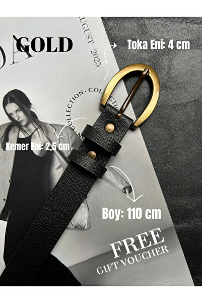 LİA KEMER 2-Pack Lust Classic Patterned Women's Antique Gold Buckle Belt Jacket Belt Dress Belt Trouser Belt